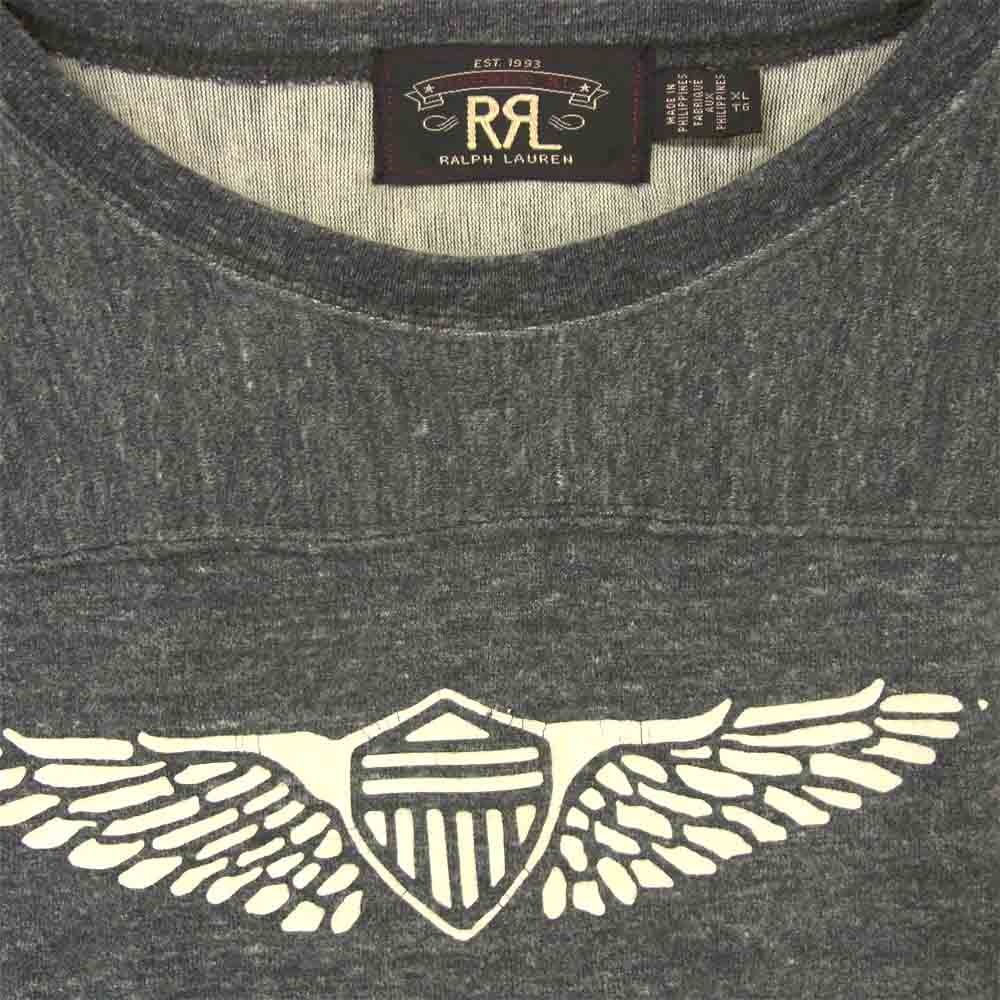RRL ダブルアールエル 国内正規品 ロゴ 長袖 Tシャツ カットソー コットン フィリピン製 グレー系 XL【中古】