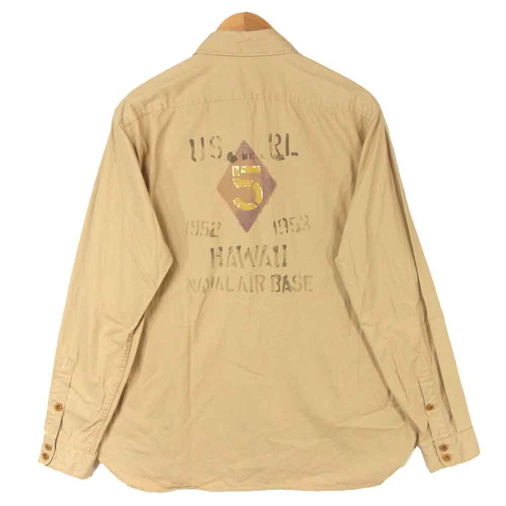 POLO RALPH LAUREN ポロ・ラルフローレン 国内正規品 RL-67 MILITARY TYPE コットン 長袖 シャツ ベージュ系 L【中古】