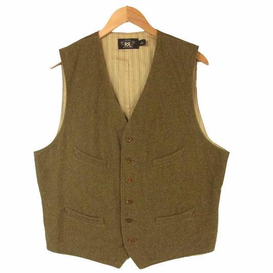RRL ダブルアールエル 国内正規品 VEST JACKET コットン ベスト ジャケット カーキ系 XL【中古】