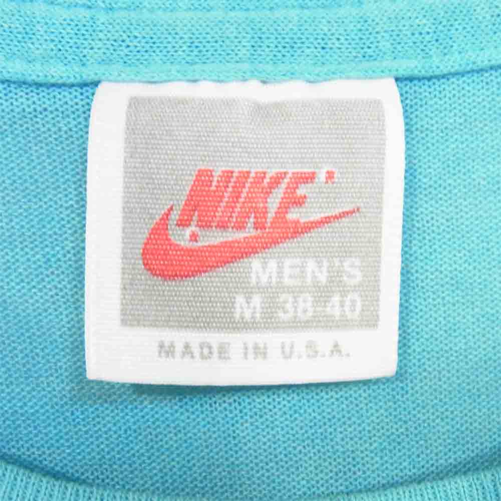 NIKE ナイキ 90S USA製 銀タグ 2連 ロゴ プリント Tシャツ 半袖 コットン ライトブルー系 M【中古】