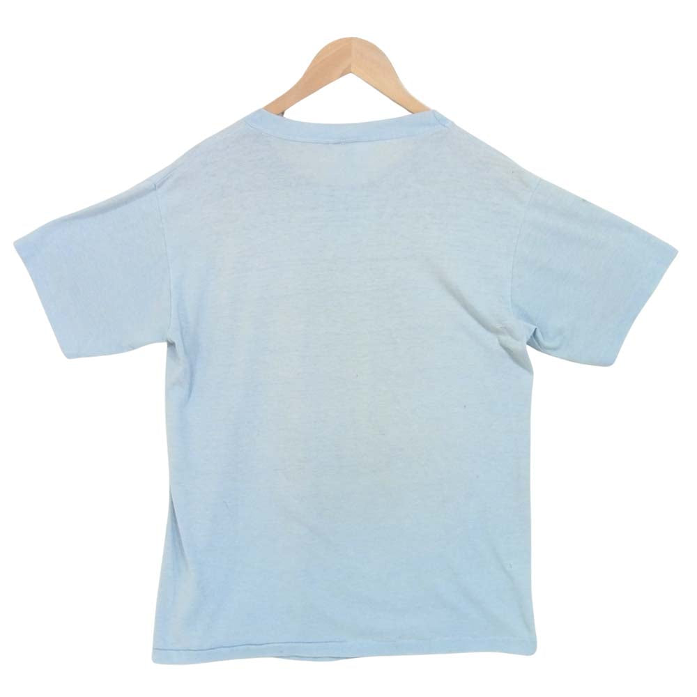 NIKE ナイキ 70S オレンジタグ ナイキ4連 ロゴ ゴツナイキ Tシャツ USA製 ライトブルー系 L【中古】