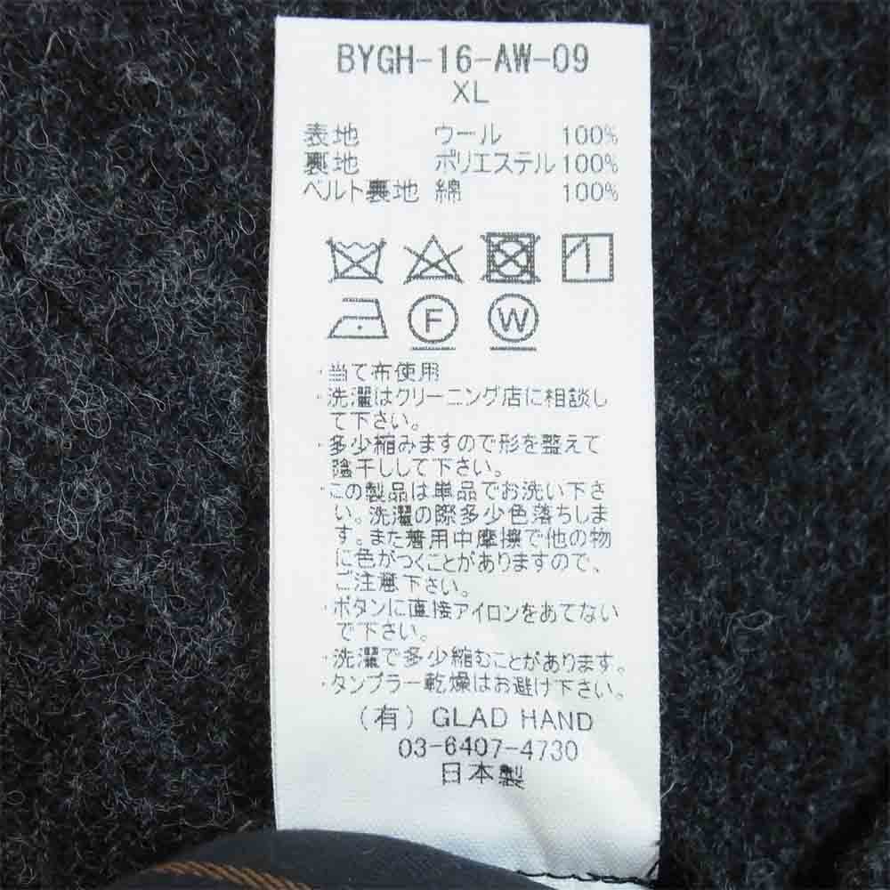 BY GLADHAND バイグラッドハンド 16AW BYGH-16-AW-09 千鳥格子 ウール スラックス パンツ ダークグレー系 XL【中古】