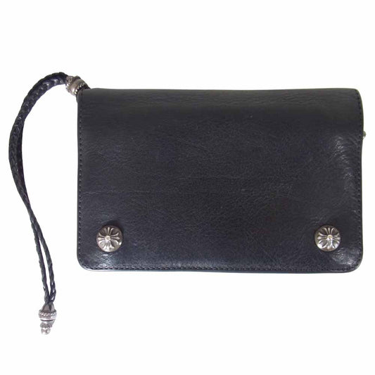CHROME HEARTS クロムハーツ（原本有） 2 ZIP STRAP 2 ジップ ストラップ レザー ウォレット ブラック系【中古】