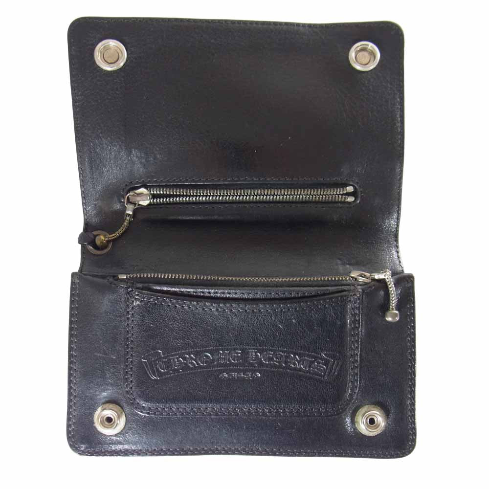CHROME HEARTS クロムハーツ（原本有） 2 ZIP STRAP 2 ジップ ストラップ レザー ウォレット ブラック系【中古】