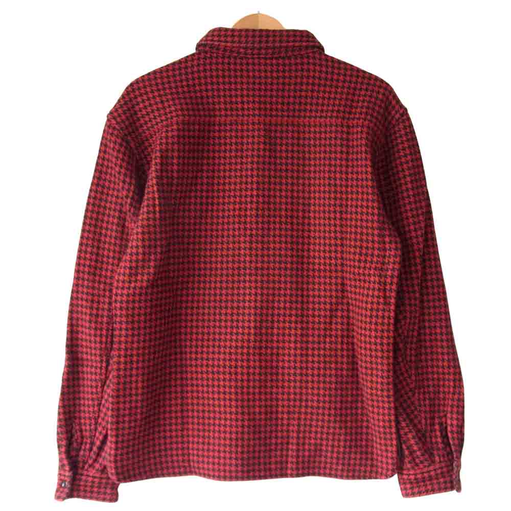 THE FLAT HEAD ザフラットヘッド 千鳥柄 ヘビーネル シャツ 黒×赤 44【中古】