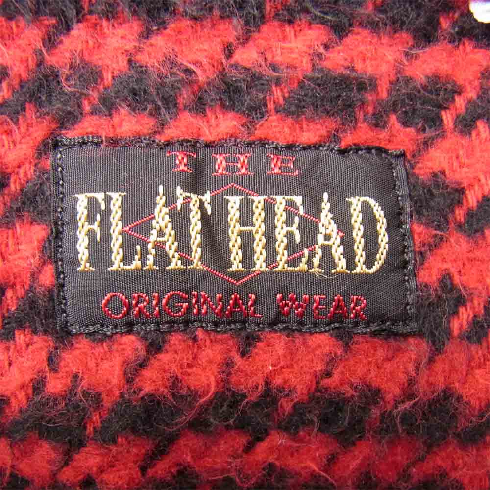 THE FLAT HEAD ザフラットヘッド 千鳥柄 ヘビーネル シャツ 黒×赤 44【中古】