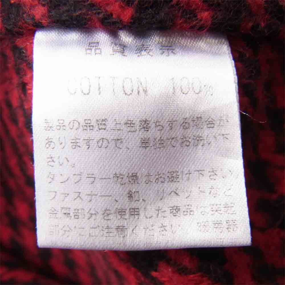 THE FLAT HEAD ザフラットヘッド 千鳥柄 ヘビーネル シャツ 黒×赤 44【中古】