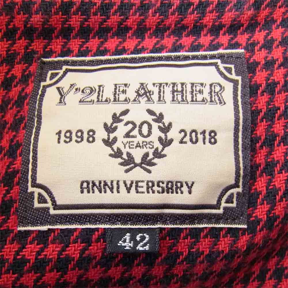ワイツーレザー 20周年限定 茶芯 VINTAGE PONY ポニーハイド 襟付き シングル ライダース ブラック系 42【美品】【中古】