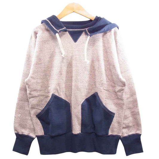 FREEWHEELERS フリーホイーラーズ 1934004 ATTACHED HOOD SWEAT PARKA 後付け パーカー グレー×ネイビー 40【新古品】【未使用】【中古】