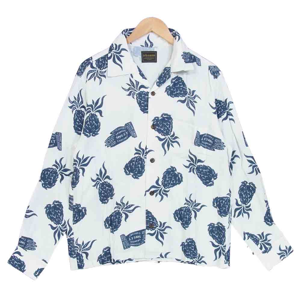 BY GLADHAND バイグラッドハンド 16SS BYGH-16-SS-08 Long Sleeve Shirts Pineapple パイナップル柄 ロングスリーブ シャツ ホワイト系 L【中古】