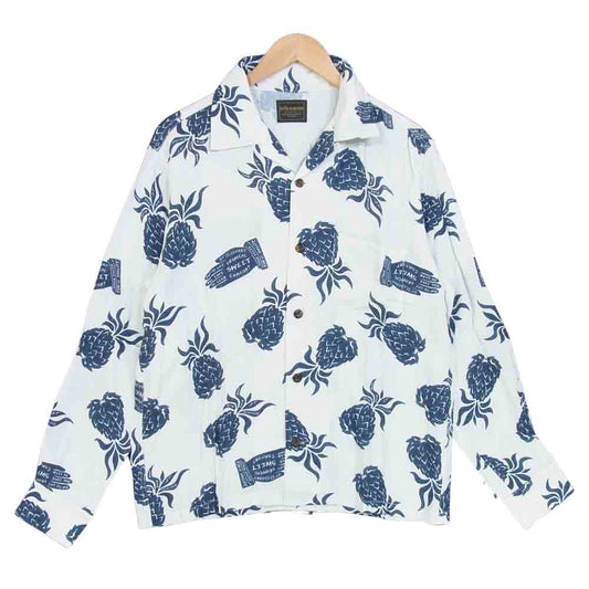 BY GLADHAND バイグラッドハンド 16SS BYGH-16-SS-08 Long Sleeve Shirts Pineapple パイナップル柄 ロングスリーブ シャツ ホワイト系 L【中古】