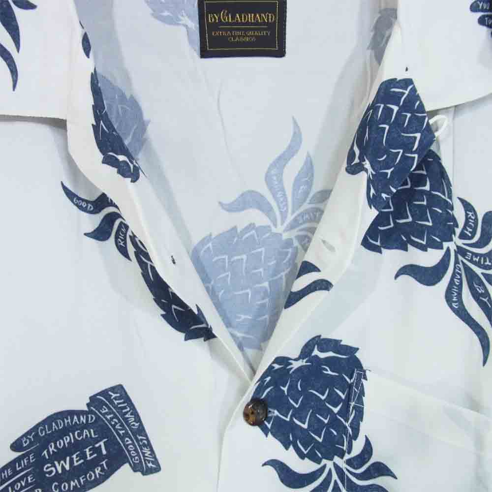 BY GLADHAND バイグラッドハンド 16SS BYGH-16-SS-08 Long Sleeve Shirts Pineapple パイナップル柄 ロングスリーブ シャツ ホワイト系 L【中古】