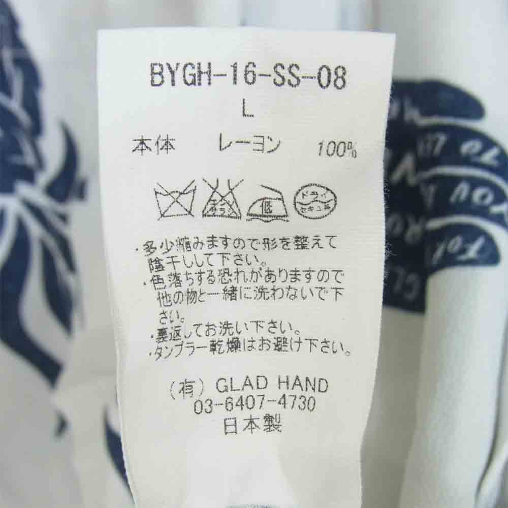 BY GLADHAND バイグラッドハンド 16SS BYGH-16-SS-08 Long Sleeve Shirts Pineapple パイナップル柄 ロングスリーブ シャツ ホワイト系 L【中古】