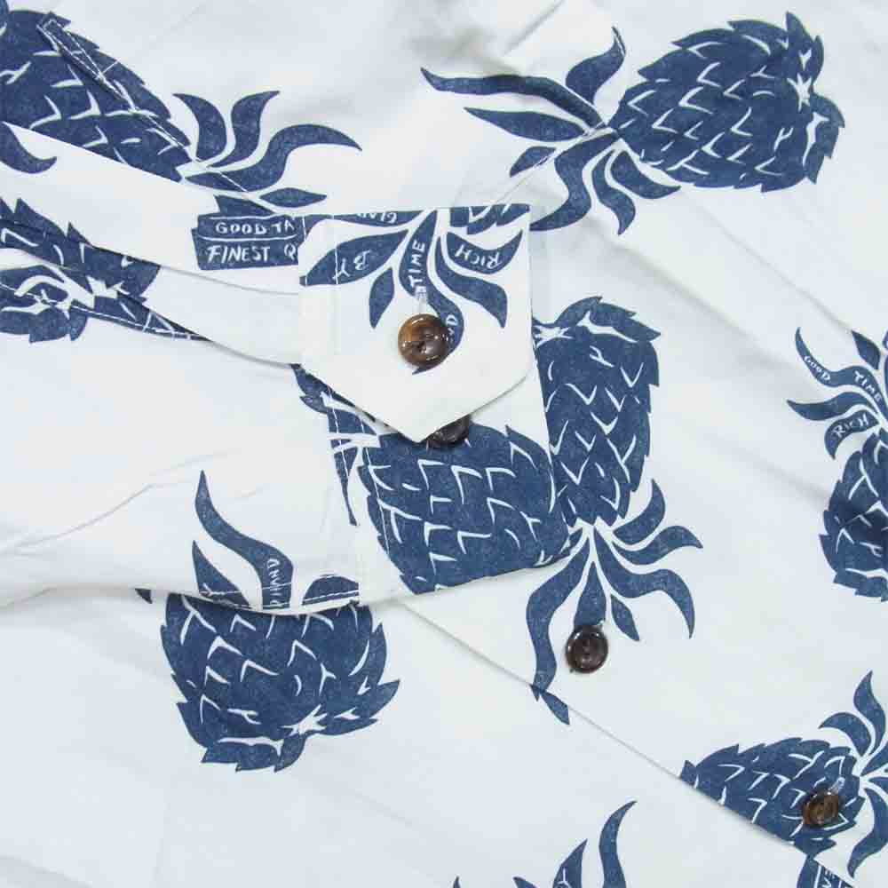 BY GLADHAND バイグラッドハンド 16SS BYGH-16-SS-08 Long Sleeve Shirts Pineapple パイナップル柄 ロングスリーブ シャツ ホワイト系 L【中古】