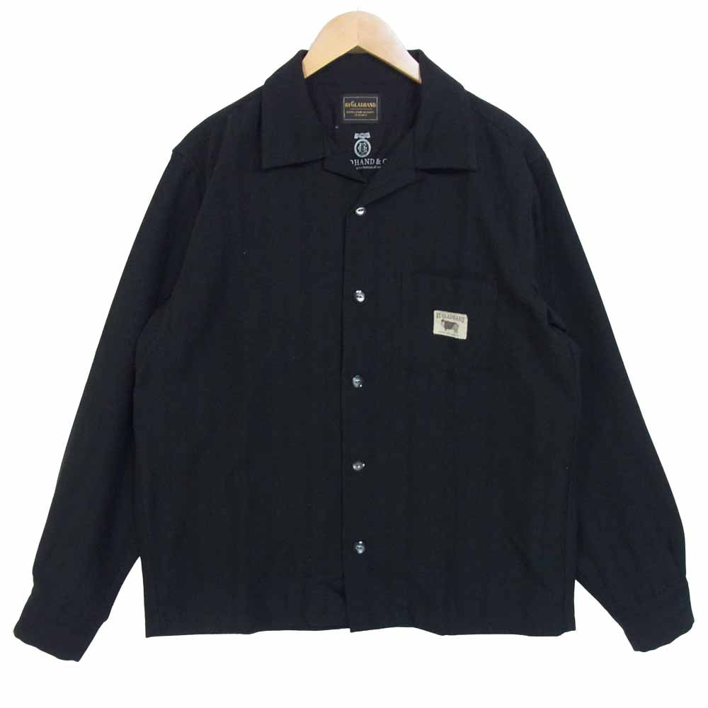 BY GLADHAND バイグラッドハンド 16SS BYGH-16-SS-10 オープンカラー シャツ リネン混合 日本製 ブラック系 L【中古】