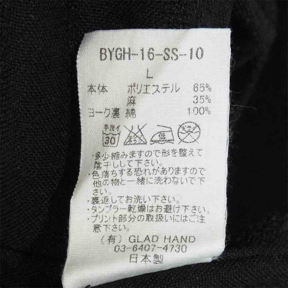 BY GLADHAND バイグラッドハンド 16SS BYGH-16-SS-10 オープンカラー シャツ リネン混合 日本製 ブラック系 L【中古】