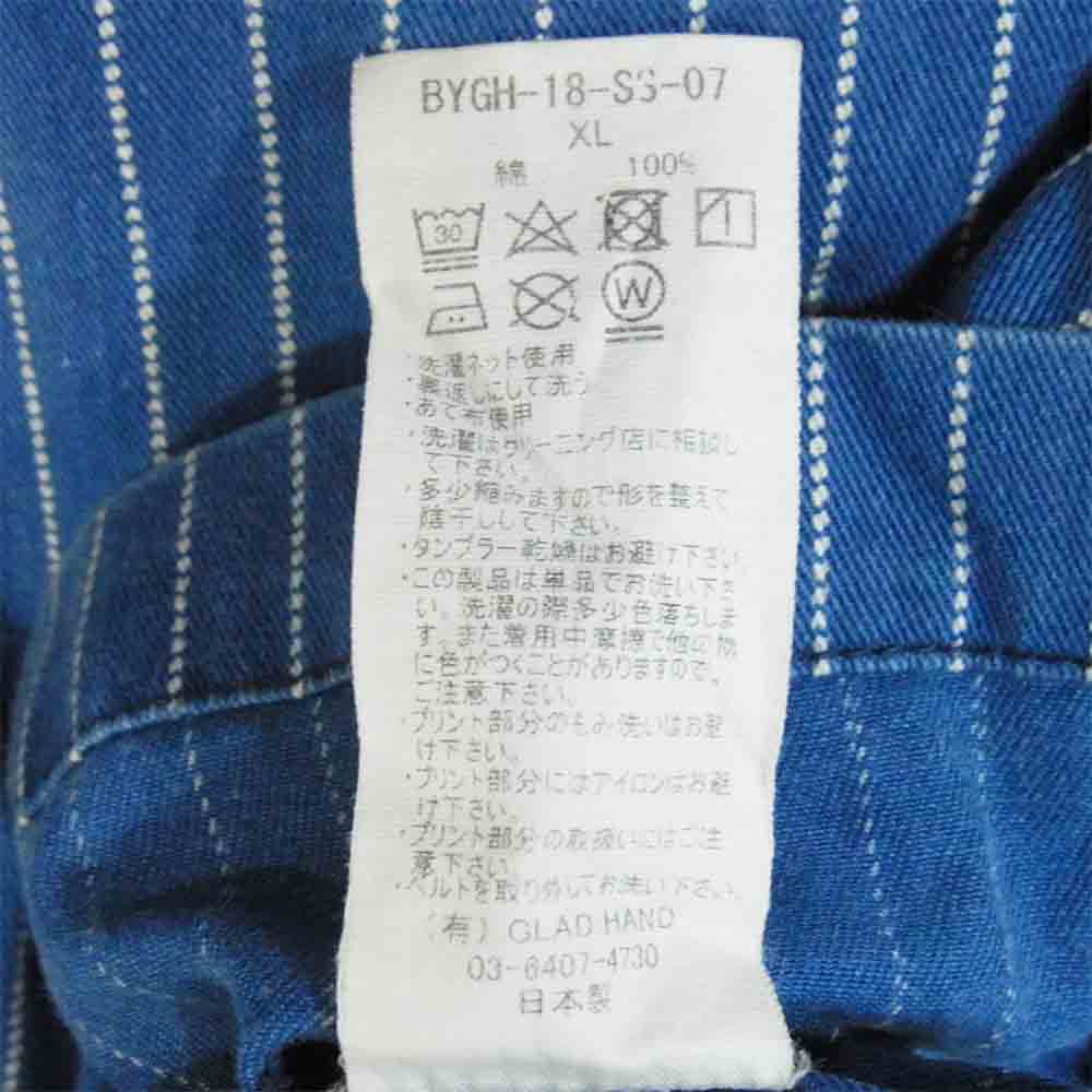 BY GLADHAND バイグラッドハンド 18SS BYGH-18-SS-07 HABERDASHER COAT インディゴ ストライプ コート インディゴブルー系 XL【中古】