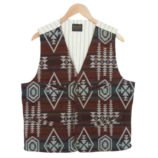 BY GLADHAND バイグラッドハンド 16AW BYGH-16-AW-11 FRONTIER VEST ネイティブ柄 ベスト ジャケット 赤茶×白系 XL【中古】