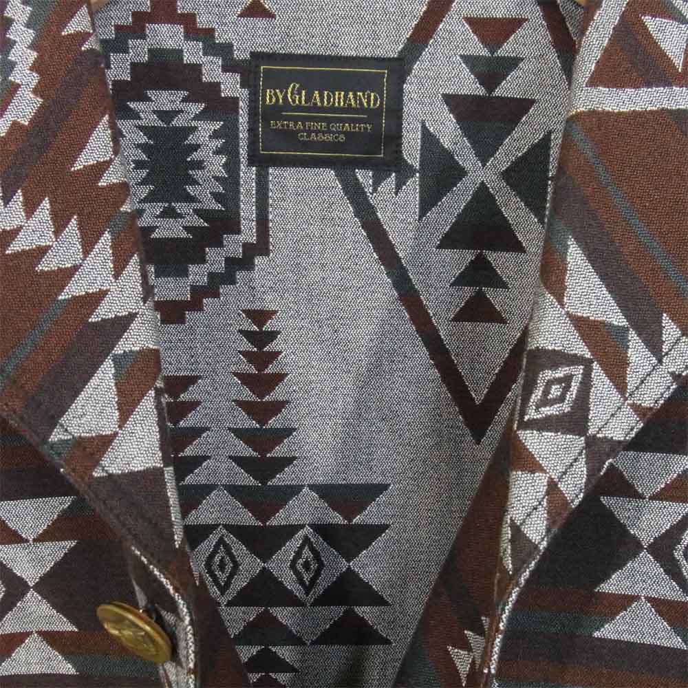 BY GLADHAND バイグラッドハンド 16SS BYGH-16-SS-05 FRONTIER JACKET ネイティブ柄 ショールカラー ジャケット 赤茶系 L【中古】