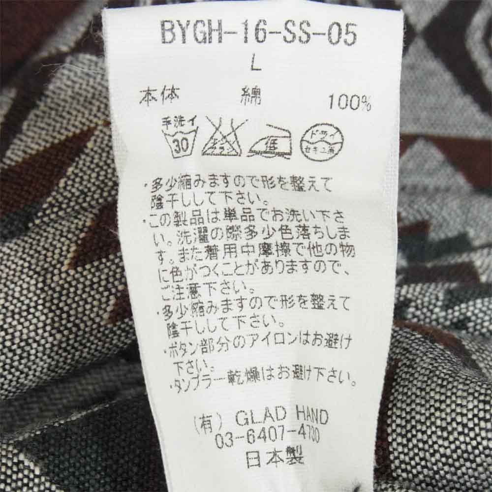BY GLADHAND バイグラッドハンド 16SS BYGH-16-SS-05 FRONTIER JACKET ネイティブ柄 ショールカラー ジャケット 赤茶系 L【中古】