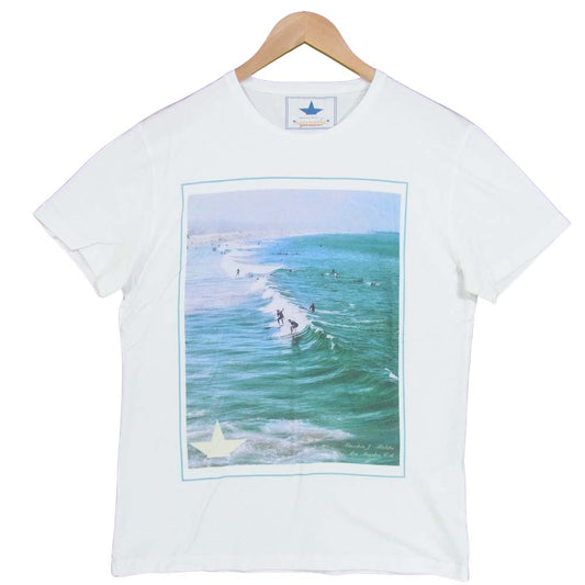 マッキアジェイ フォトプリント Tシャツ 半袖Tシャツ イタリア製 ホワイト系 L【美品】【中古】