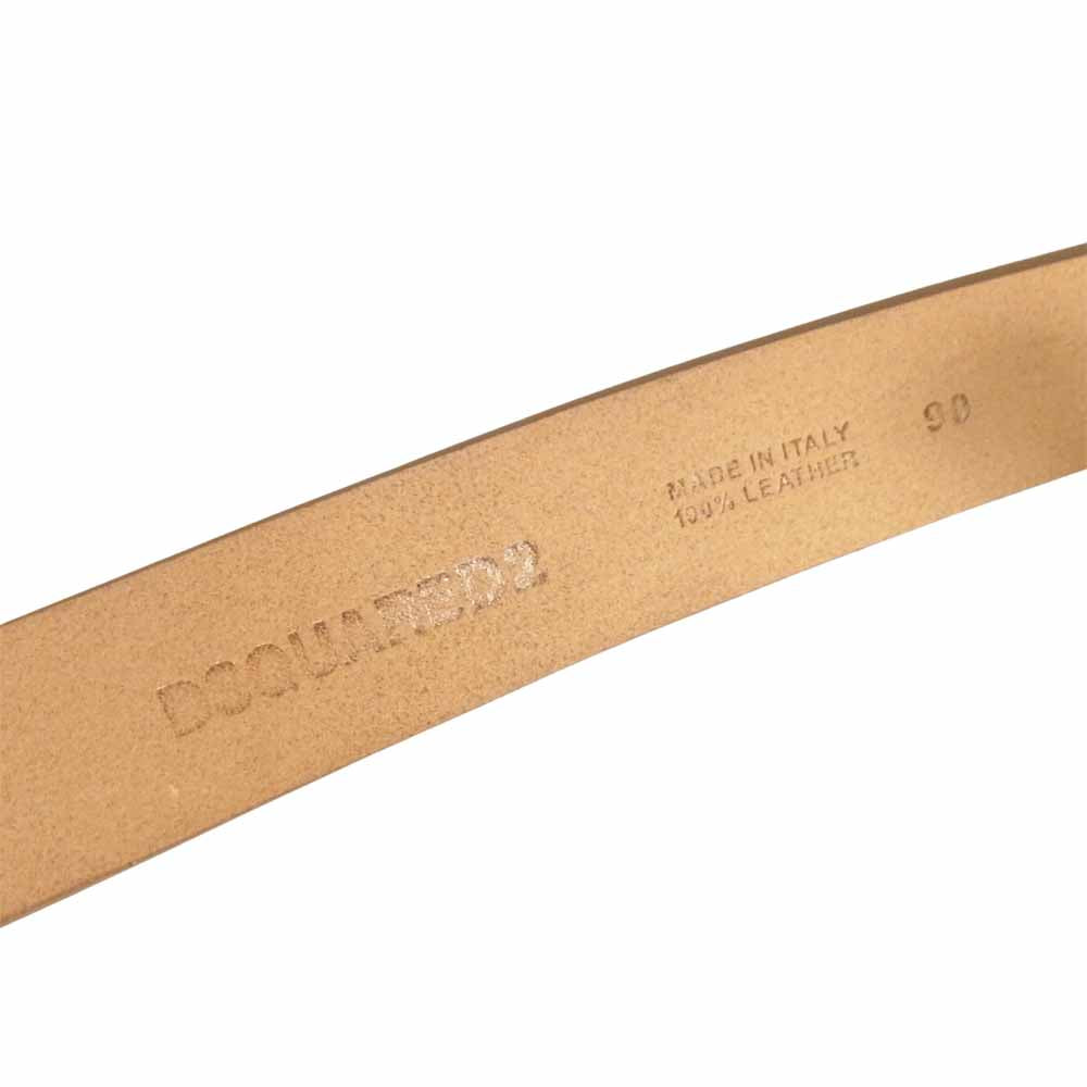 DSQUARED2 ディースクエアード Leather Belt レザー ベルト イタリア製 ライトブラウン系 90【極上美品】【中古】