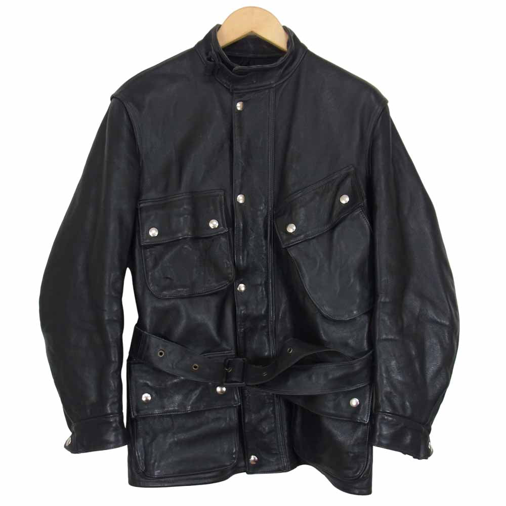 ジョーマッコイ LEATHER ENDURO TRIAL JACKET ホースハイド トレイル ブラック系 38【中古】