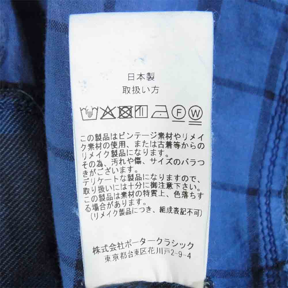 PORTER CLASSIC ポータークラシック H/W NEL MEN'S JACKET INDIGO. ハンドワークネルメンズジャケット ブルー系 3【美品】【中古】