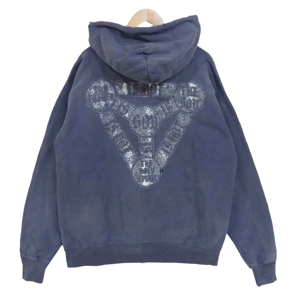 セント マイケル 20AW SM-A20-0000-018 SM18 HOODIE フーディー ヴィンテージ加工 パーカー 青紫灰系 XL【美品】【中古】