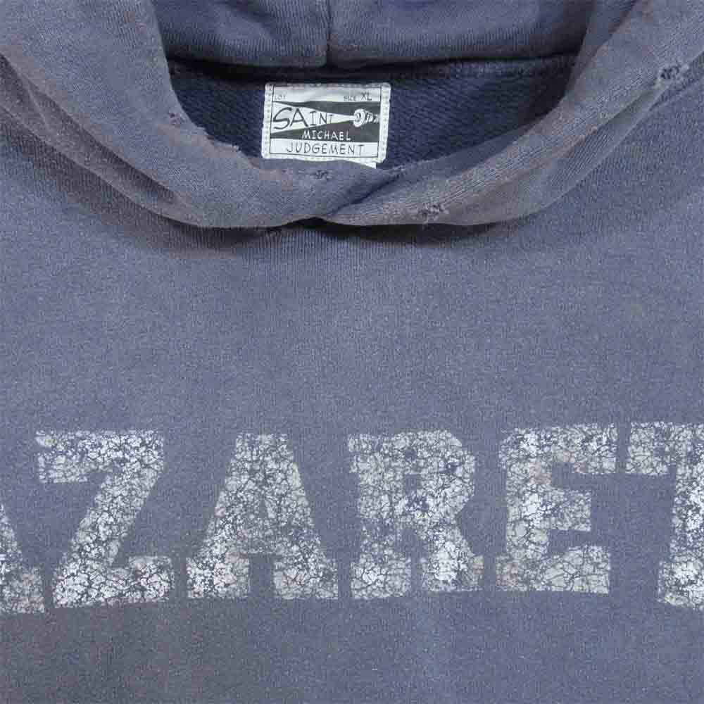 セント マイケル 20AW SM-A20-0000-018 SM18 HOODIE フーディー ヴィンテージ加工 パーカー 青紫灰系 XL【美品】【中古】