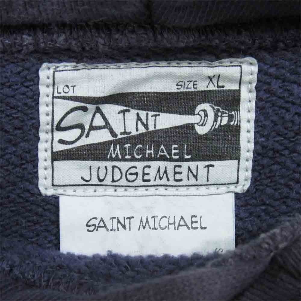 セント マイケル 20AW SM-A20-0000-018 SM18 HOODIE フーディー ヴィンテージ加工 パーカー 青紫灰系 XL【美品】【中古】