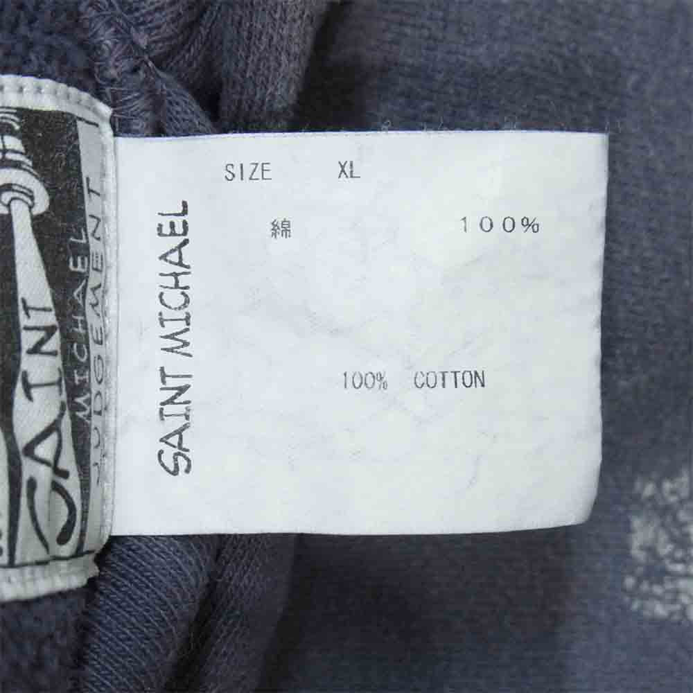 セント マイケル 20AW SM-A20-0000-018 SM18 HOODIE フーディー ヴィンテージ加工 パーカー 青紫灰系 XL【美品】【中古】