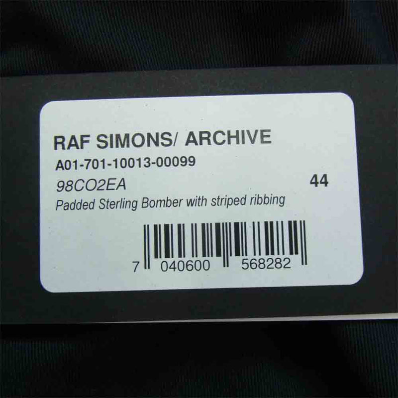 RAF SIMONS ラフシモンズ ARCHIVE REDUX 21SS Padded Sterling Bomber with striped ボンバー ジャケット ブラック系 44【極上美品】【中古】