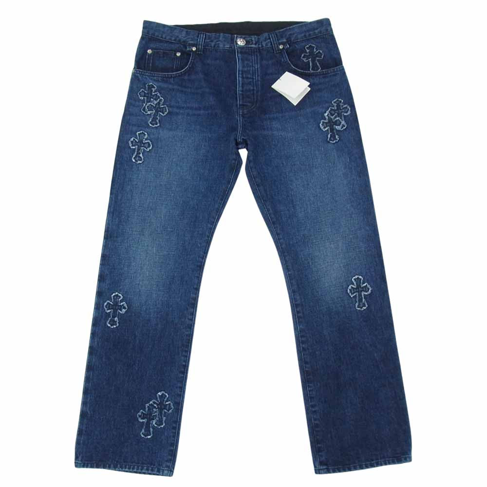 CHROME HEARTS クロムハーツ（原本無） Denim Pants クロスボールボタン クロスパッチ デニムパンツ インディゴブルー系【新古品】【未使用】【中古】