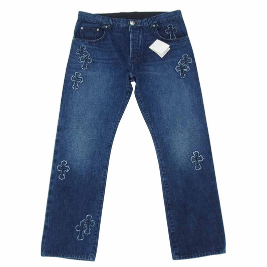CHROME HEARTS クロムハーツ（原本無） Denim Pants クロスボールボタン クロスパッチ デニムパンツ インディゴブルー系【新古品】【未使用】【中古】
