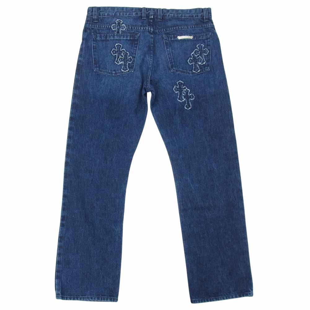CHROME HEARTS クロムハーツ（原本無） Denim Pants クロスボールボタン クロスパッチ デニムパンツ インディゴブルー系【新古品】【未使用】【中古】