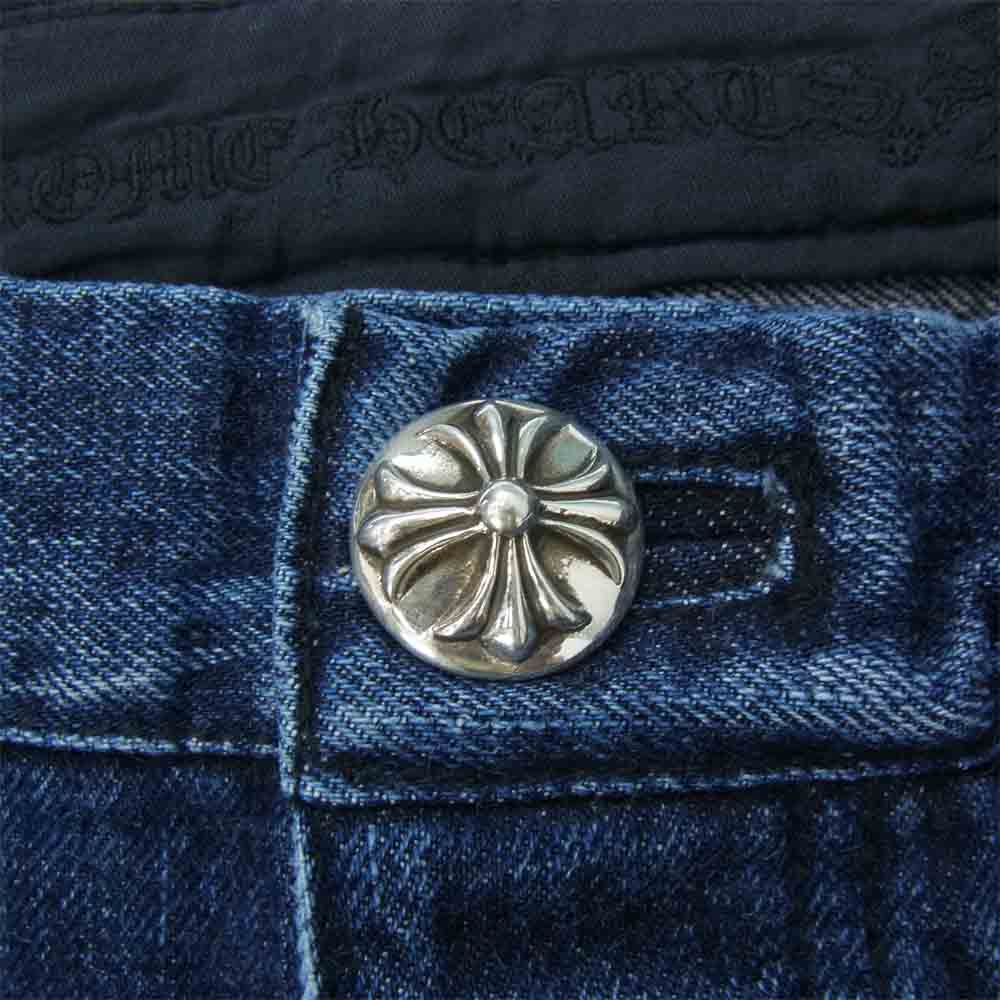 CHROME HEARTS クロムハーツ（原本無） Denim Pants クロスボールボタン クロスパッチ デニムパンツ インディゴブルー系【新古品】【未使用】【中古】