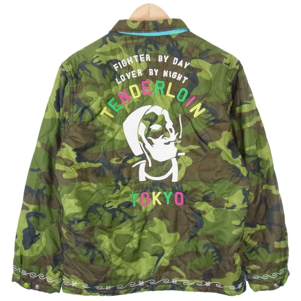 TENDERLOIN テンダーロイン 16AW T-NYLON SOUVENIR JKT ZIG-ZAG 刺繍 カモ スーベニア ジャケット グリーン系 ブラウン系 XS【中古】