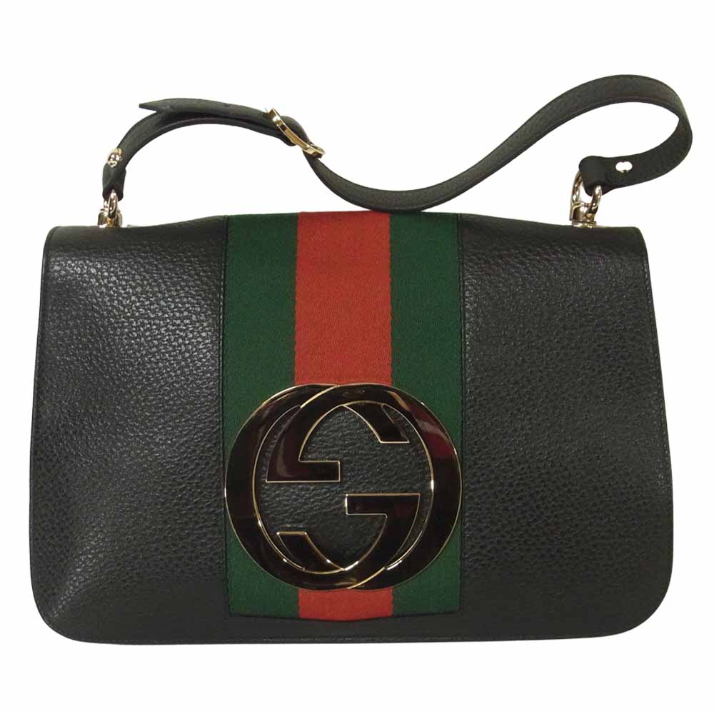 GUCCI グッチ 131034 シェリーウィン ダブルG ショルダー ハンド バッグ イタリア製 ブラック系【中古】