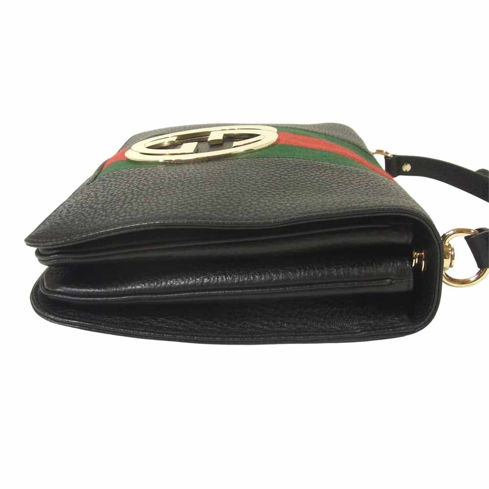 GUCCI グッチ 131034 シェリーウィン ダブルG ショルダー ハンド バッグ イタリア製 ブラック系【中古】