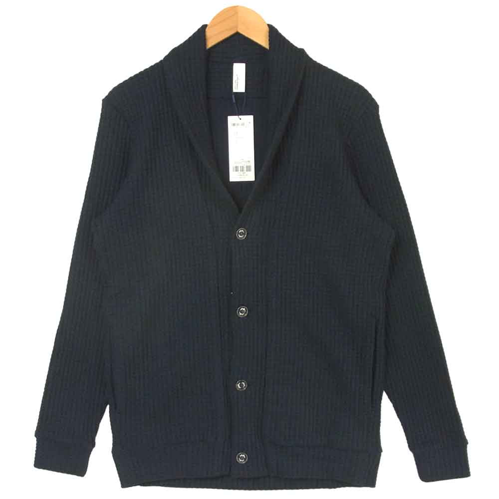 シーグリーン オニワッフル カーディガン 日本製 ダークネイビー系 L【新古品】【未使用】【中古】