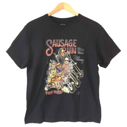 RATS ラッツ SAUSAGE RUN 5TH T-SHIRT プリント Tシャツ ブラック系 M【中古】