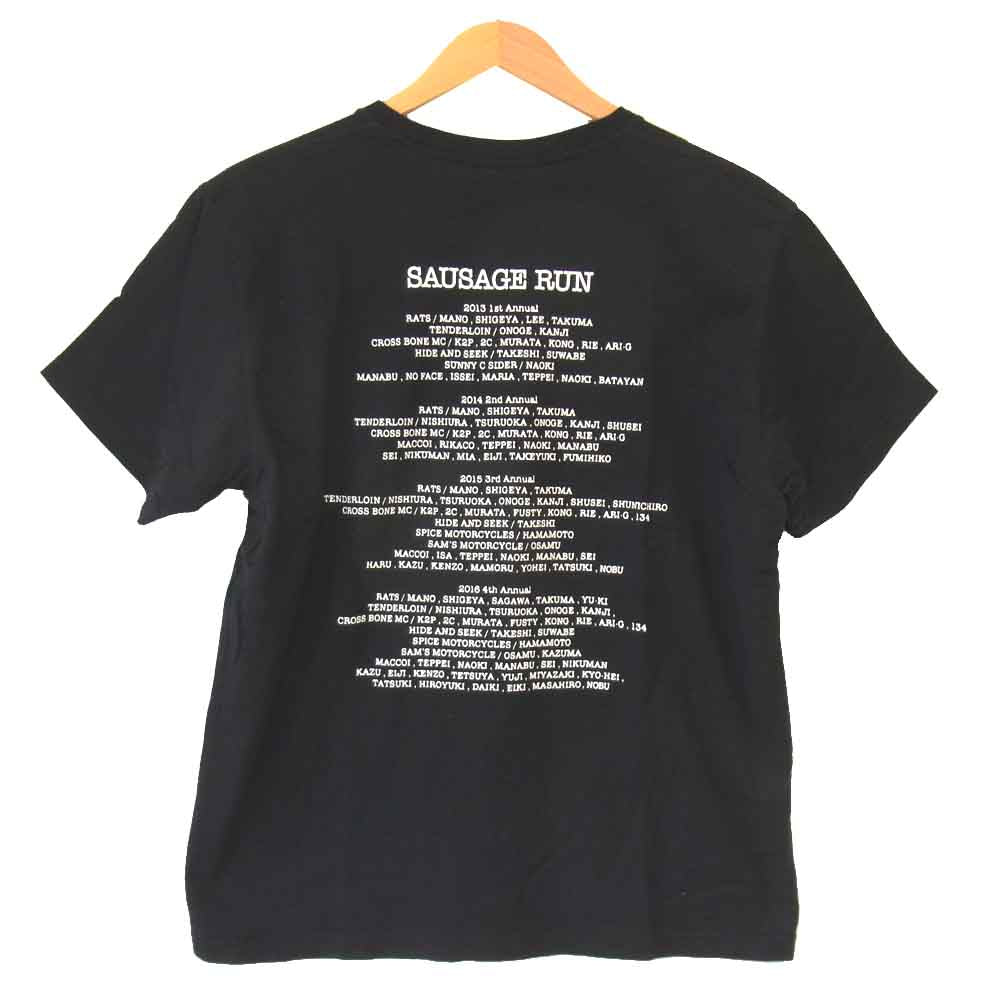 RATS ラッツ SAUSAGE RUN 5TH T-SHIRT プリント Tシャツ ブラック系 M【中古】