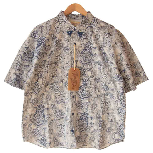 TENDERLOIN テンダーロイン B.D SHT S/S PRINT 総柄 半袖 シャツ ネイビー系 M【極上美品】【中古】