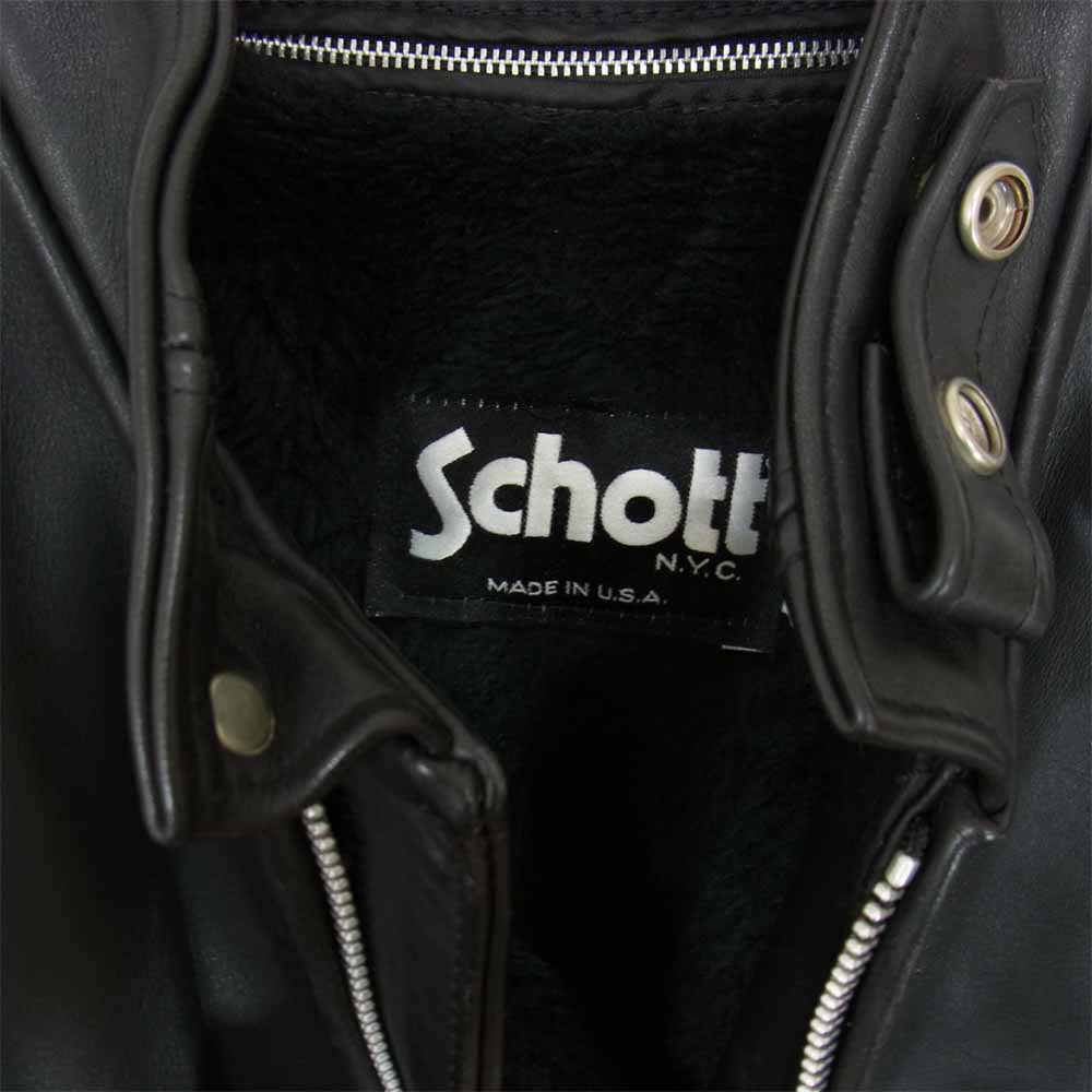 schott ショット ライナー付き シングル ライダース ジャケット ブラック系 40【中古】