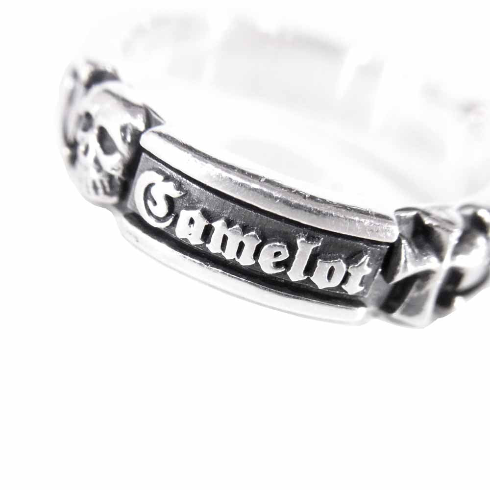 LordCamelot ロードキャメロット LC XMR2010 UX スカル クロス フレア リング シルバー系 13号程度【中古】