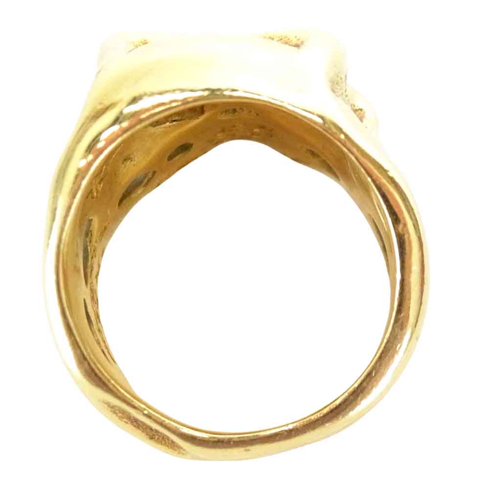 TRAVIS WALKER トラヴィスワーカー RGY001 ギャラ付 18K O.G. SKULL RING 全金 石付き OG スカル リング ゴールド系 18号【中古】
