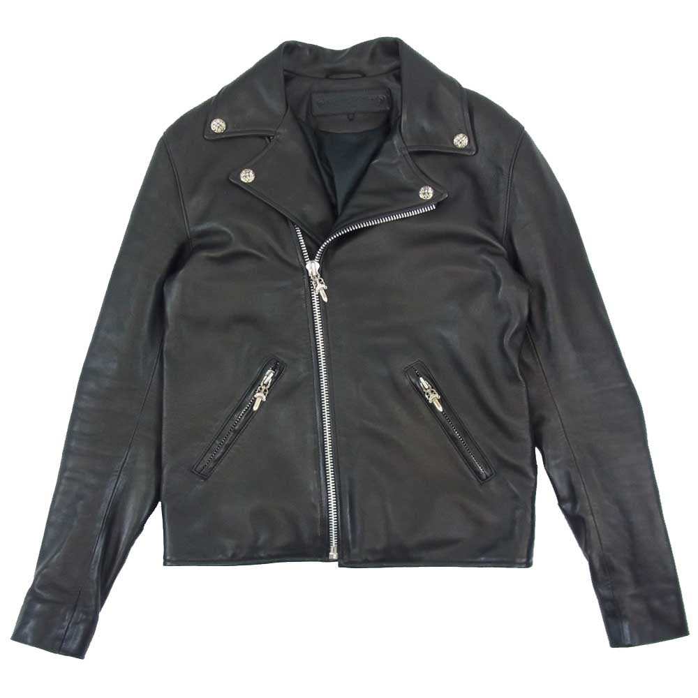 CHROME HEARTS クロムハーツ（原本有） 国内正規品 NEW BASIC MOTO VJ BJS ベーシック モト レザー ライダース ジャケット ブラック系 S【美品】【中古】