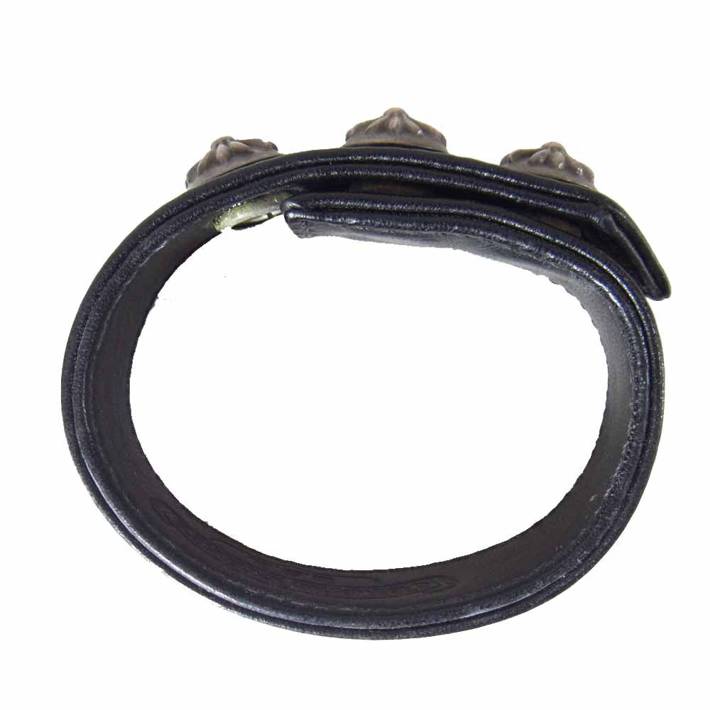 CHROME HEARTS クロムハーツ（原本無） 3BTN 2SNP クロスボール 3ボタン 2スナップ レザー ブレスレット ブラック系【中古】