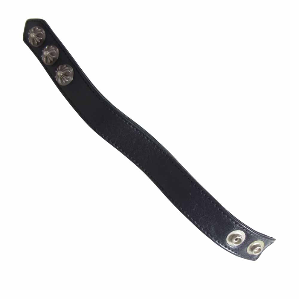 CHROME HEARTS クロムハーツ（原本無） 3BTN 2SNP クロスボール 3ボタン 2スナップ レザー ブレスレット ブラック系【中古】